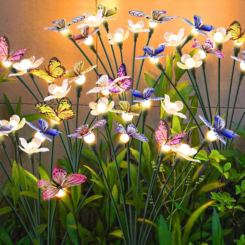FENSAN Solar Garden Lights,4packs-32LED Outdoor Solar Powered Decor for Yard, Patio, Pathway, IP65 Waterproof Butterfly Lights - Image 1